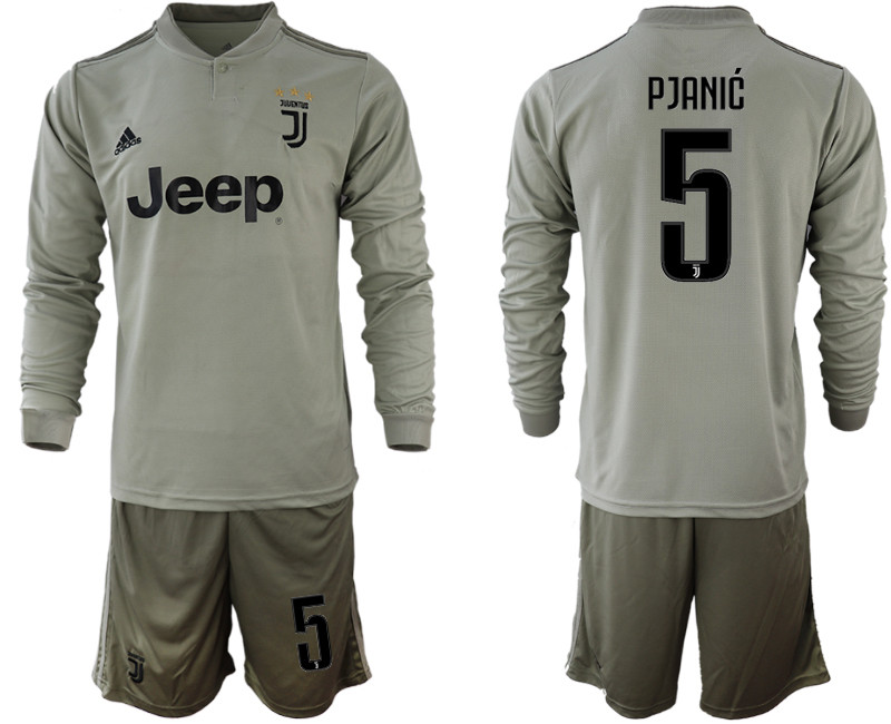 2018 19 Juventus 5 PJANIC Away Long Sleeve Soccer Jersey