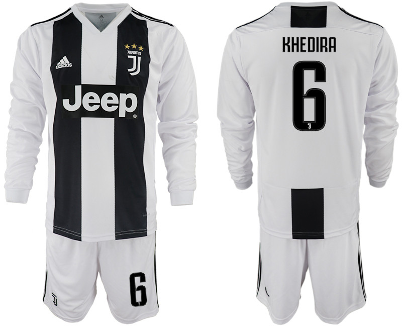 2018 19 Juventus 6 KHEDIRA Home Long Sleeve Soccer Jersey