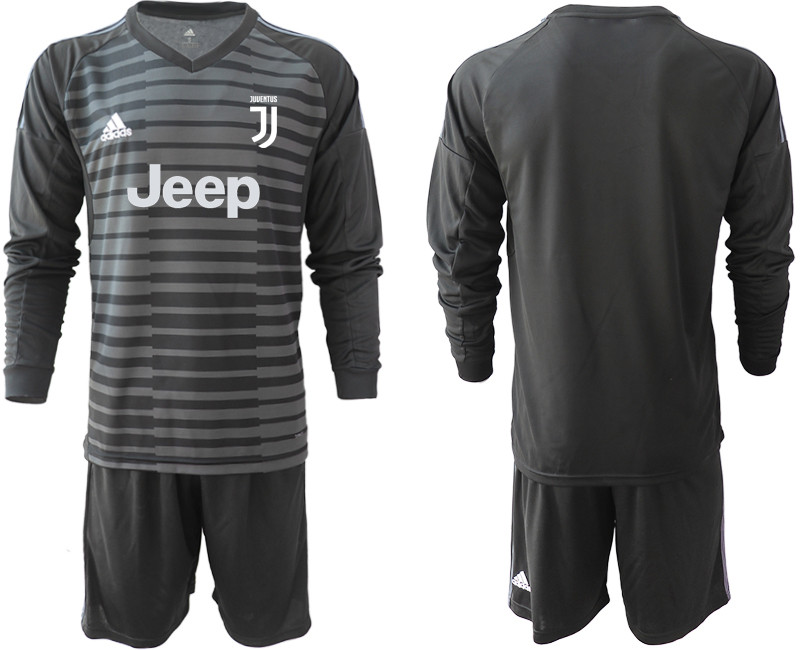 2018 19 Juventus Black Long Sleeve Goalkeeper Soccer Jersey