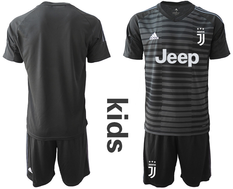 2018 19 Juventus Black Youth Goalkeeper Soccer Jersey