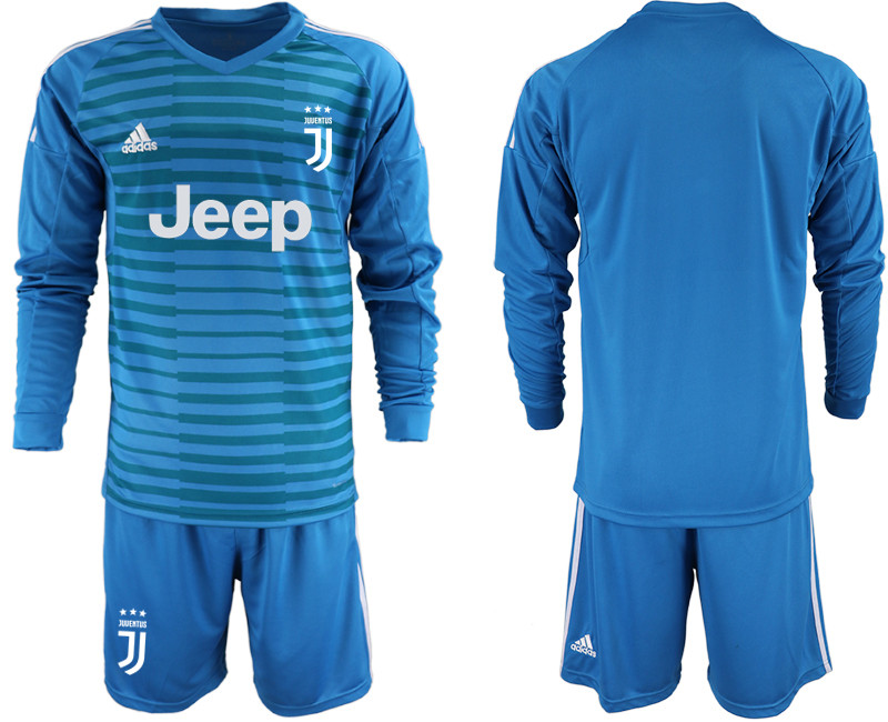 2018 19 Juventus Blue Long Sleeve Goalkeeper Soccer Jersey