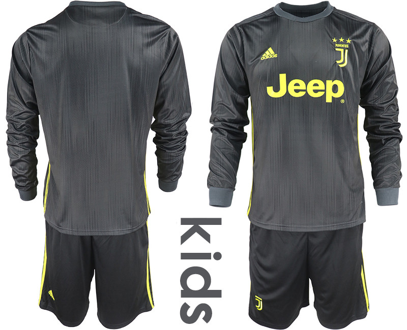 2018 19 Juventus Third Away Youth Long Sleeve Soccer Jersey