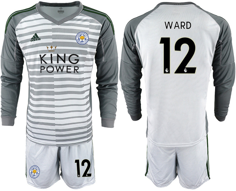 2018 19 Leicester City 12 WARD Gray Long Sleeve Goalkeeper Soccer Jersey