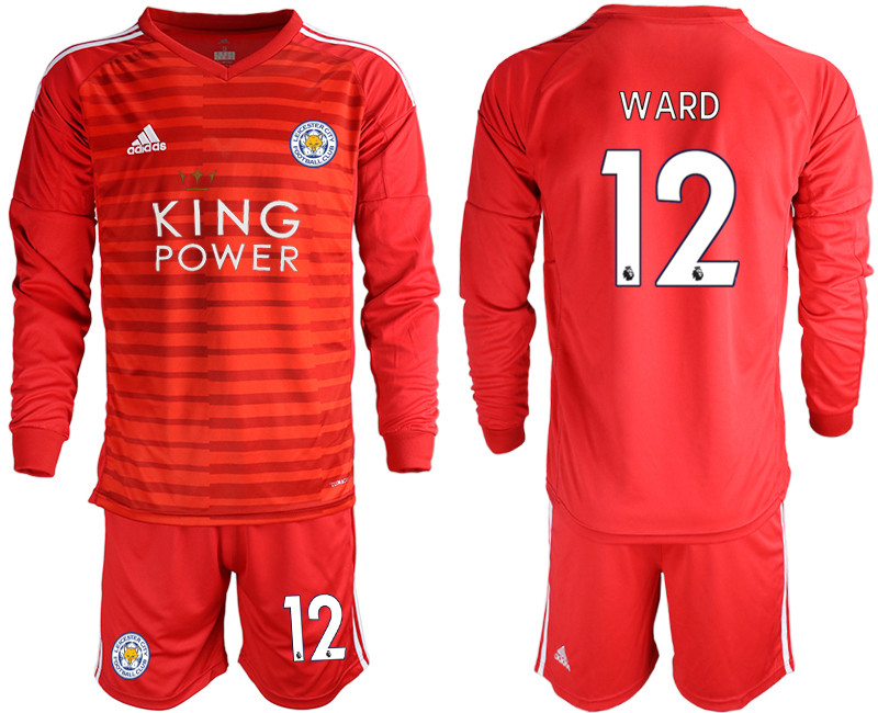 2018 19 Leicester City 12 WARD Red Long Sleeve Goalkeeper Soccer Jersey