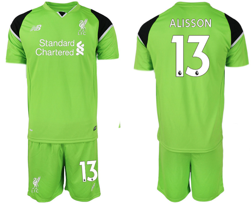 2018 19 Liverpool 13 ALISSON Green Goalkeeper Soccer Jersey