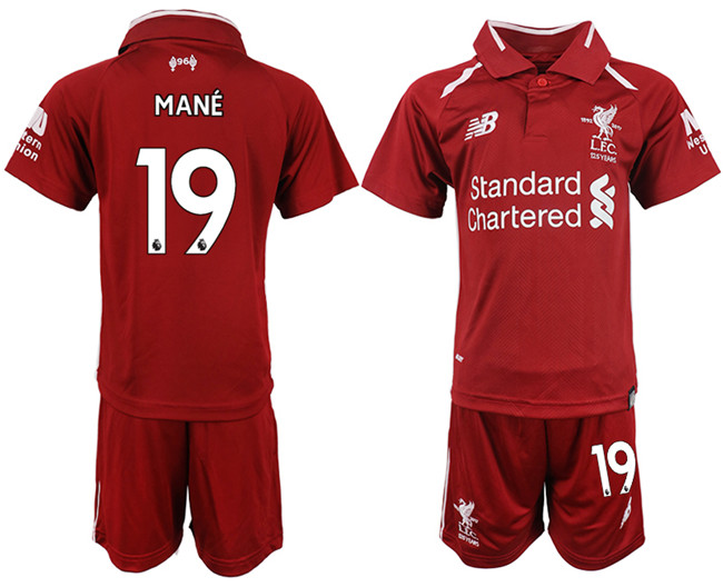 2018 19 Liverpool 19 MANE Home Youth Soccer Jersey