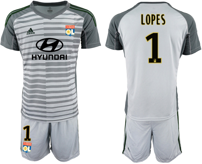 2018 19 Lyon 1 LOPES Gray Goalkeeper Soccer Jersey