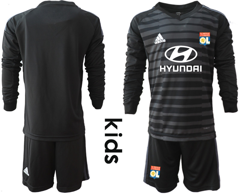 2018 19 Lyon Black Alternate Youth Long Sleeve Goalkeeper Soccer Jersey