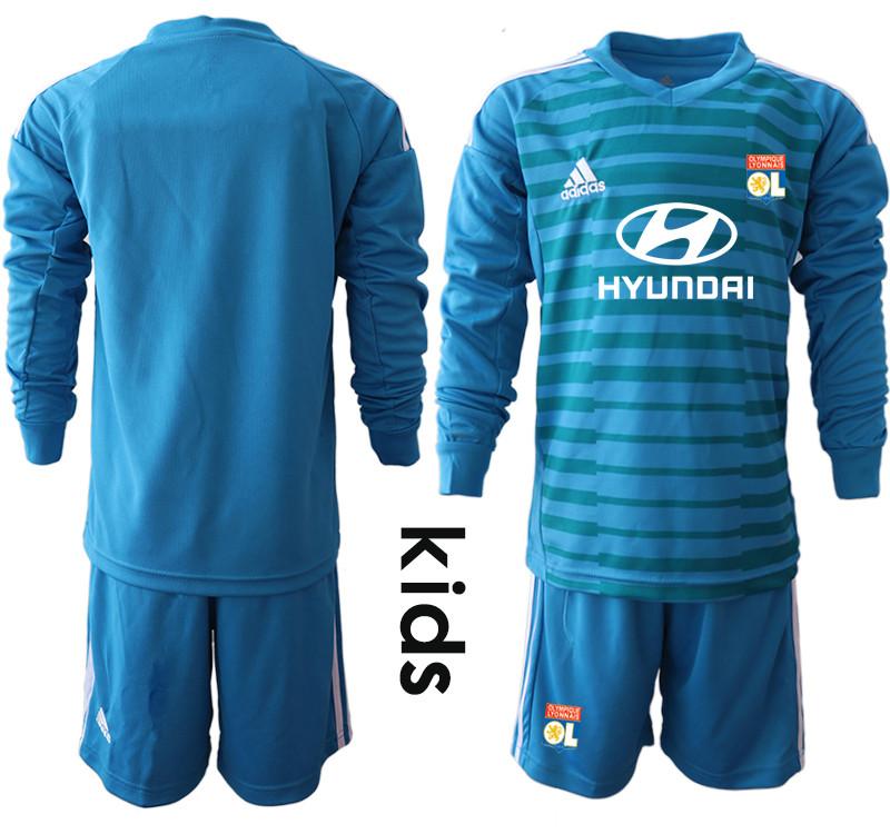 2018 19 Lyon Blue Youth Long Sleeve Goalkeeper Soccer Jersey