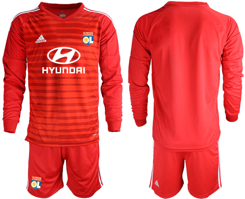 2018 19 Lyon Red Long Sleeve Goalkeeper Soccer Jersey