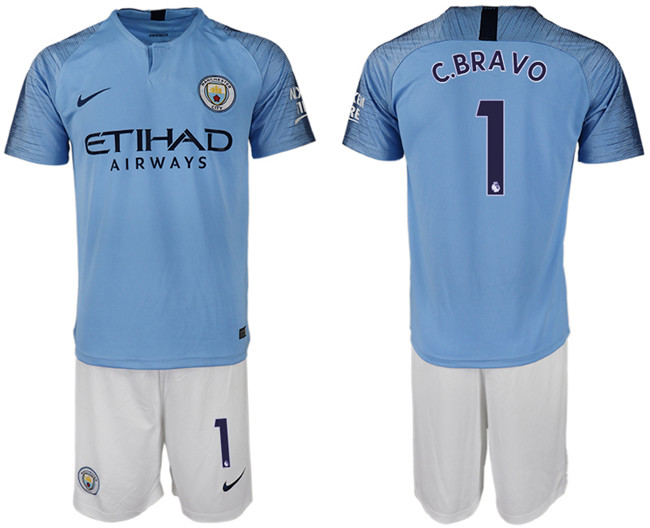 2018 19 Manchester City 1 C.BRAVO Home Soccer Jersey