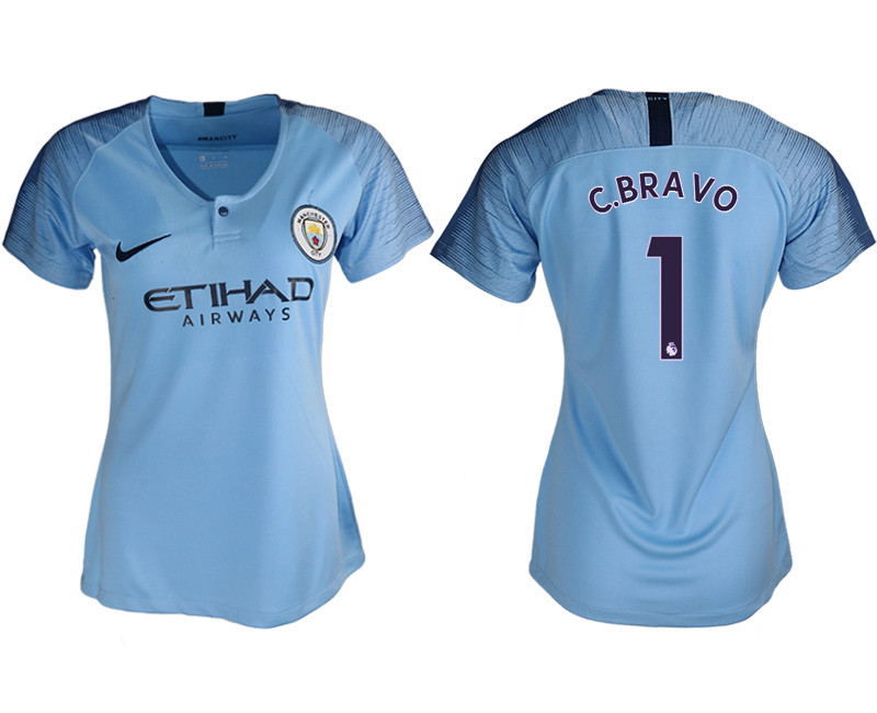 2018 19 Manchester City 1 C.BRAVO Home Women Soccer Jersey