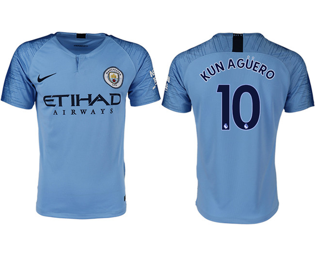 2018 19 Manchester City 10 KUN AGUERO Home Thailand Soccer Jersey