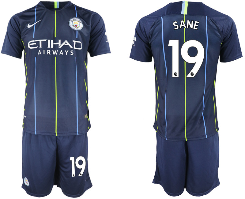 2018 19 Manchester City 19 SANE Away Soccer Jersey