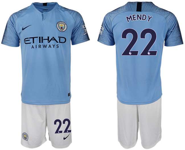 2018 19 Manchester City 22 MENDY Home Soccer Jersey