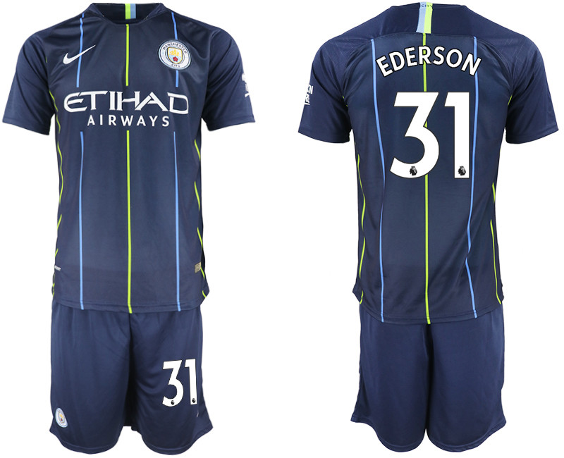 2018 19 Manchester City 31 EDERSON Away Soccer Jersey