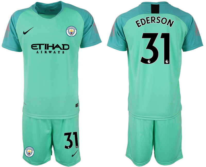 2018 19 Manchester City 31 EDERSON Green Goalkeeper Soccer Jersey