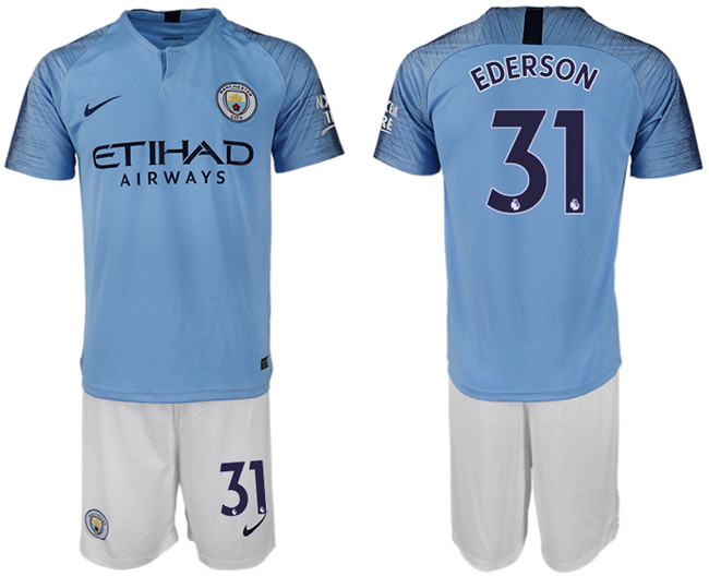 2018 19 Manchester City 31 EDERSON Home Soccer Jersey
