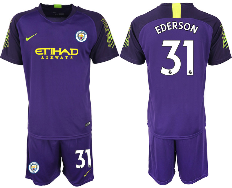 2018 19 Manchester City 31 EDERSON Purple Goalkeeper Soccer Jersey