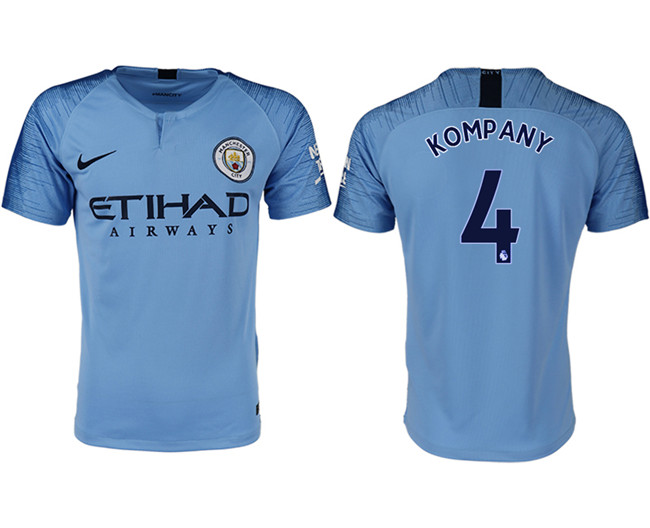 2018 19 Manchester City 4 KOMPANY Home Thailand Soccer Jersey