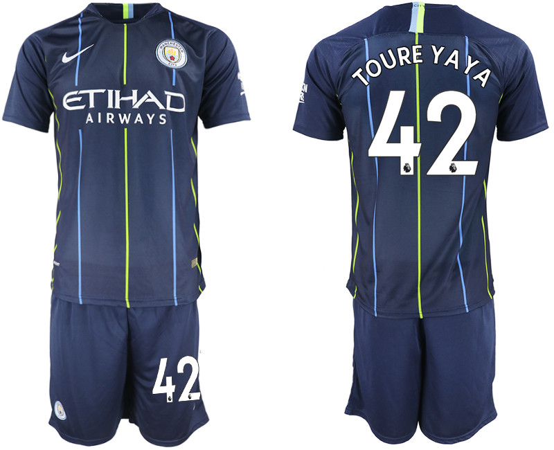 2018 19 Manchester City 42 TOURE YA YA Away Soccer Jersey