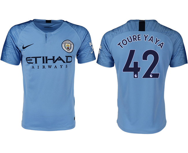 2018 19 Manchester City 42 TOURE YAYA Home Thailand Soccer Jersey