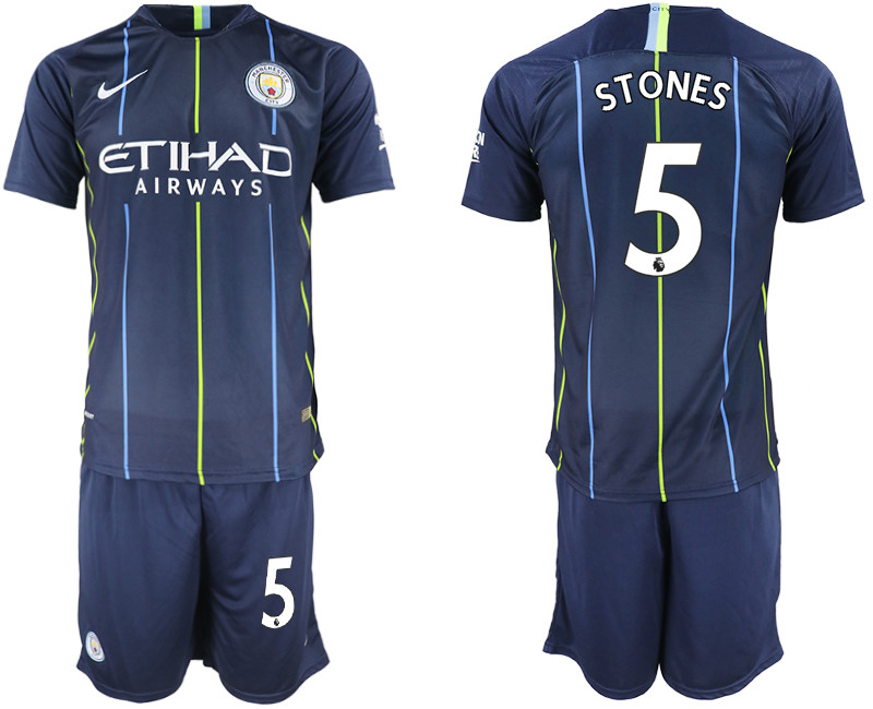 2018 19 Manchester City 5 STONES Away Soccer Jersey