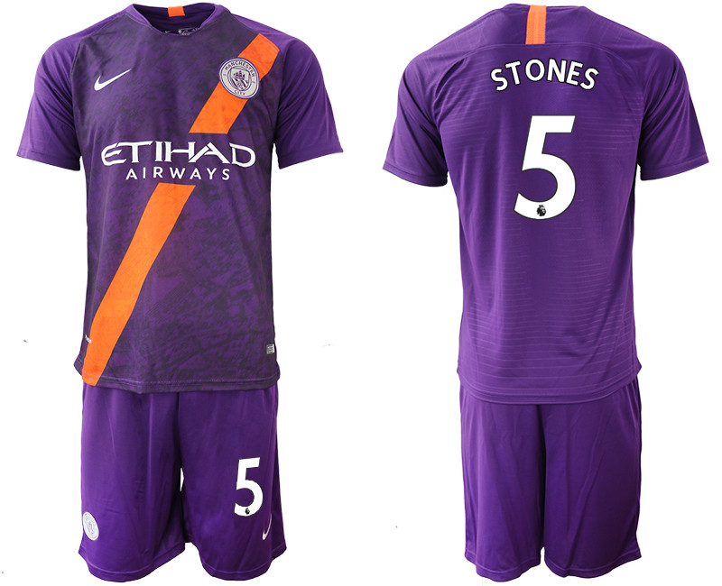 2018 19 Manchester City 5 STONES Third Away Soccer Jersey