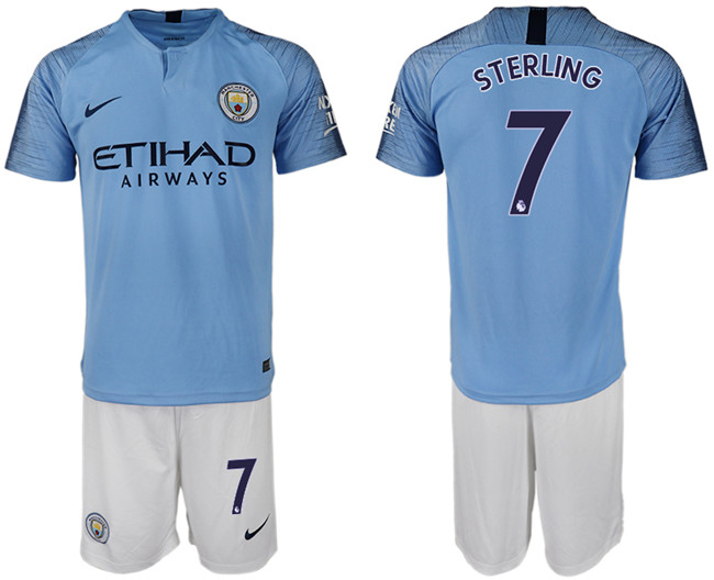 2018 19 Manchester City 7 STERLING Home Soccer Jersey