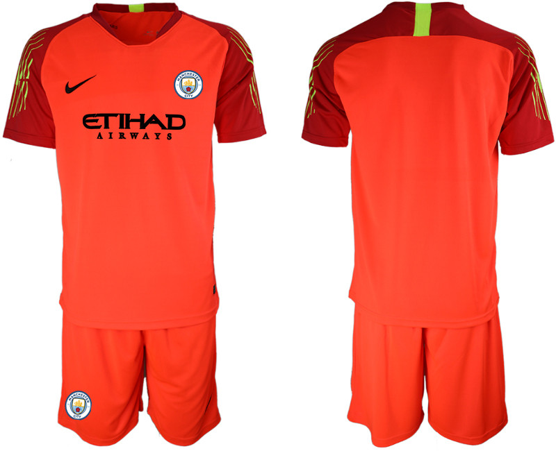 2018 19 Manchester City Red Goalkeeper Soccer Jersey