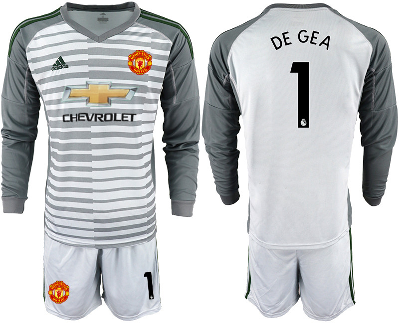 2018 19 Manchester United 1 BUFFON Gray Long Sleeve Goalkeeper Soccer Jersey