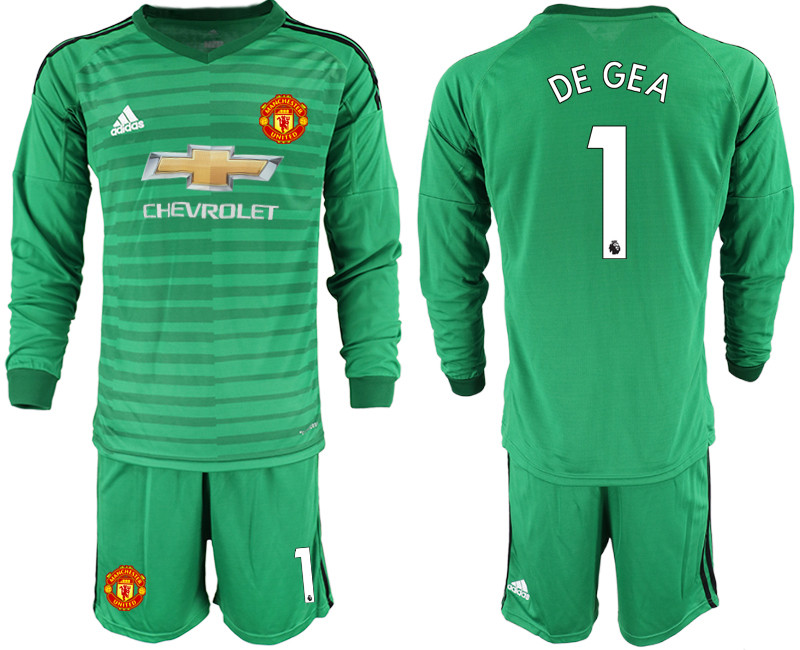 2018 19 Manchester United 1 BUFFON Green Long Sleeve Goalkeeper Soccer Jersey