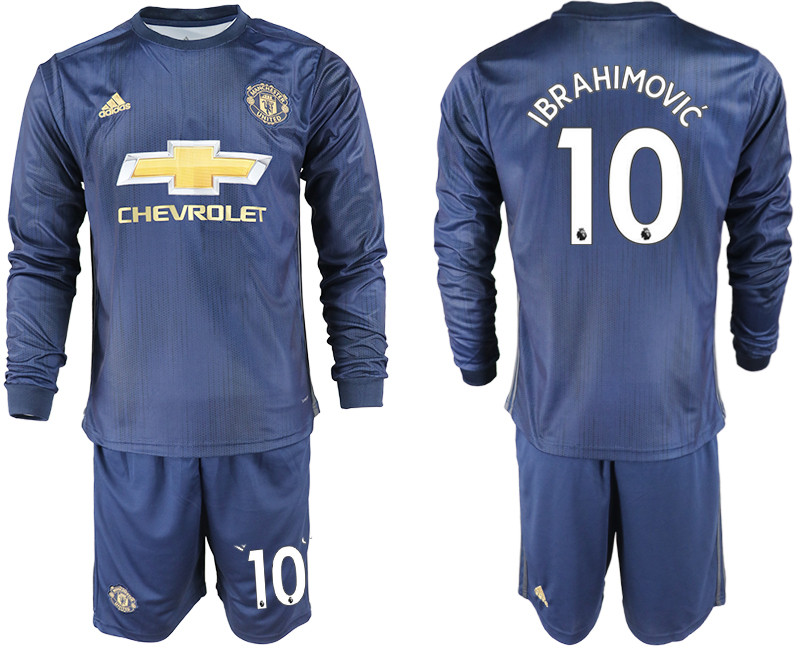 2018 19 Manchester United 10 IBRAHIMOVIC Away Long Sleeve Soccer Jersey