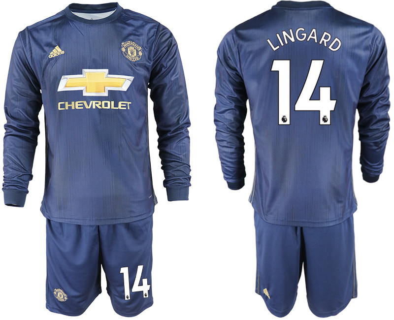 2018 19 Manchester United 14 LINGARD Away Long Sleeve Soccer Jersey