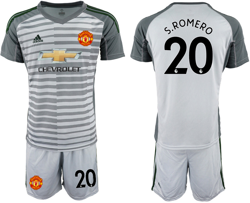 2018 19 Manchester United 20 S.ROMERO Gray Goalkeeper Soccer Jersey