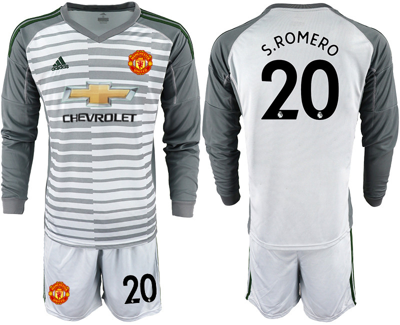 2018 19 Manchester United 20 S.ROMERO Gray Long Sleeve Goalkeeper Soccer Jersey