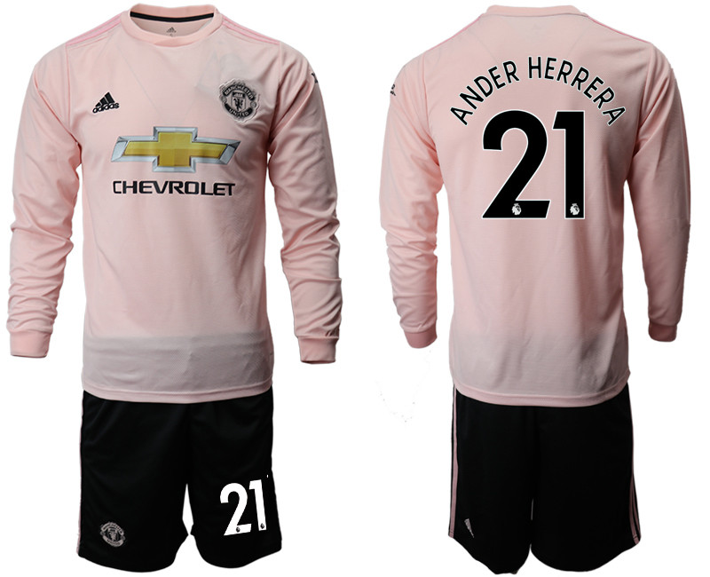 2018 19 Manchester United 21 ANDER HERRERA Away Long Sleeve Soccer Jersey