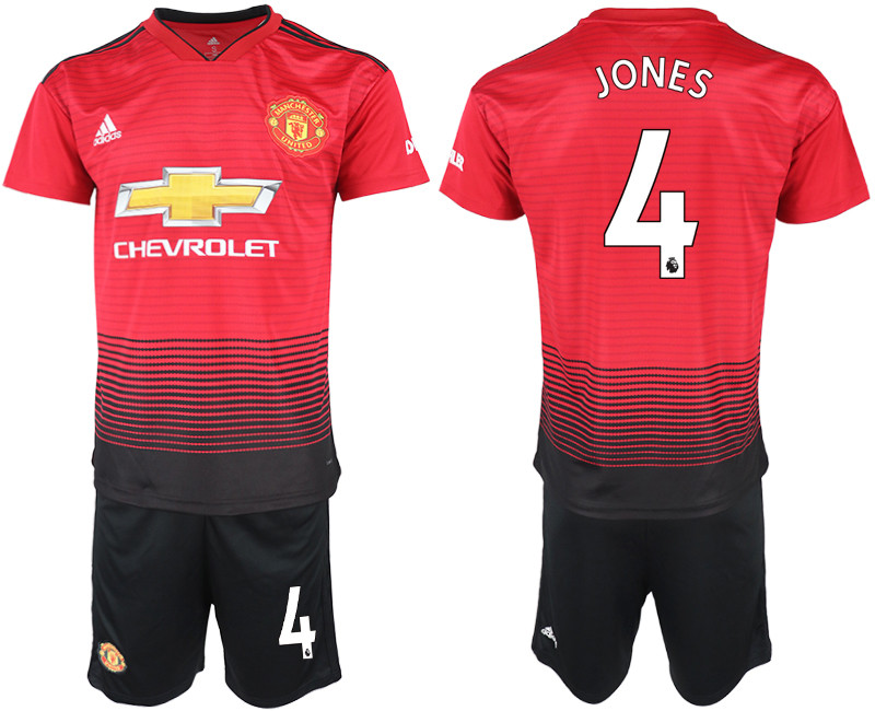 2018 19 Manchester United 4 JONES Home Soccer Jersey