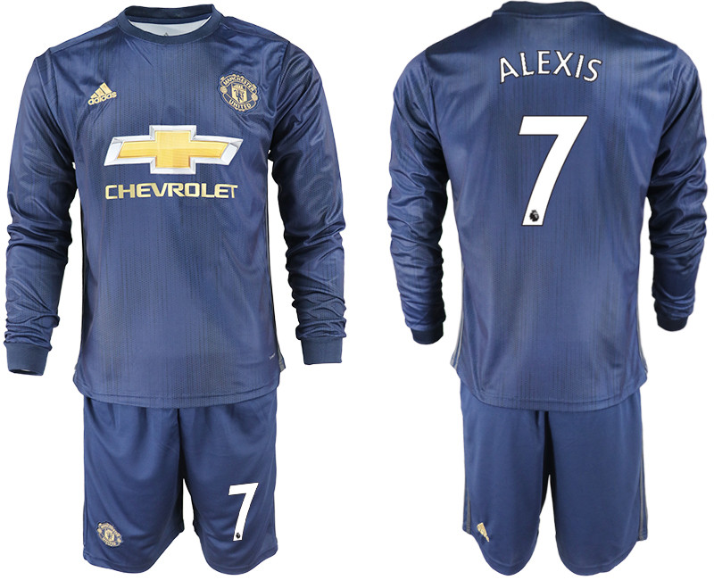 2018 19 Manchester United 7 ALEXIS Away Long Sleeve Soccer Jersey