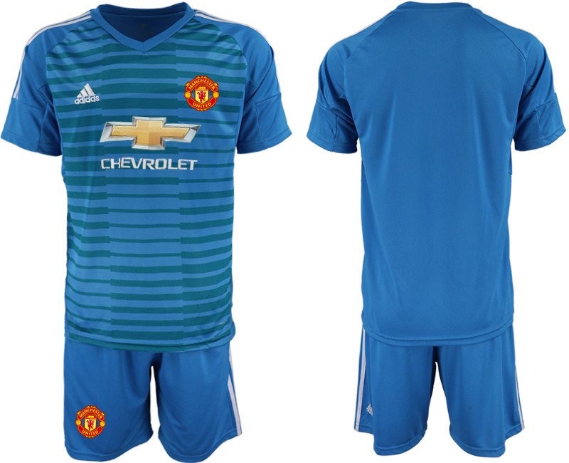 2018 19 Manchester United Blue Goalkeeper Soccer Jersey