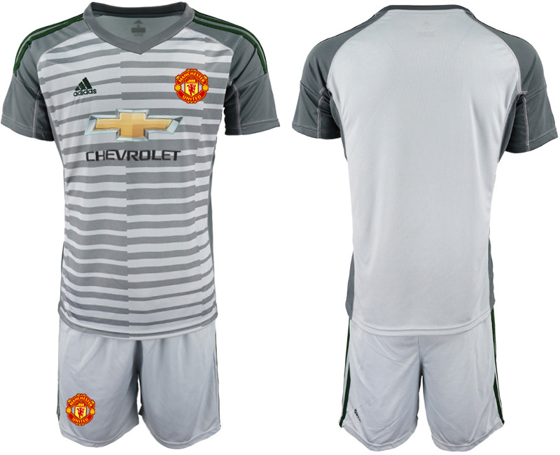 2018 19 Manchester United Gray Goalkeeper Soccer Jersey