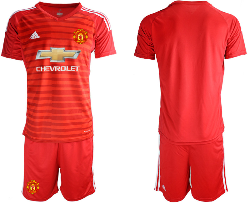 2018 19 Manchester United Red Goalkeeper Soccer Jersey