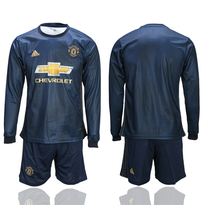 2018 19 Manchester United Third Away Long Sleeve Soccer Jersey