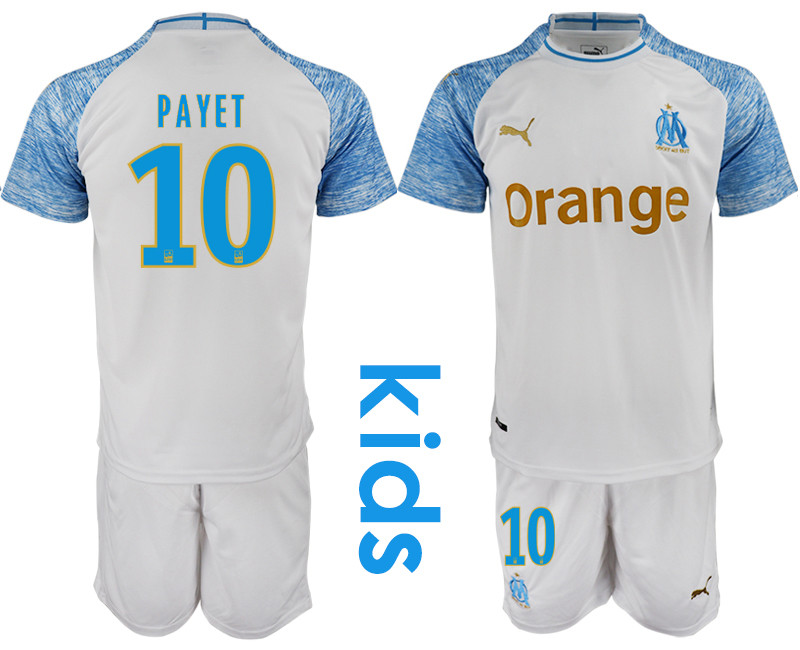 2018 19 Marseille 10 PAYET Home Youth Soccer Jersey