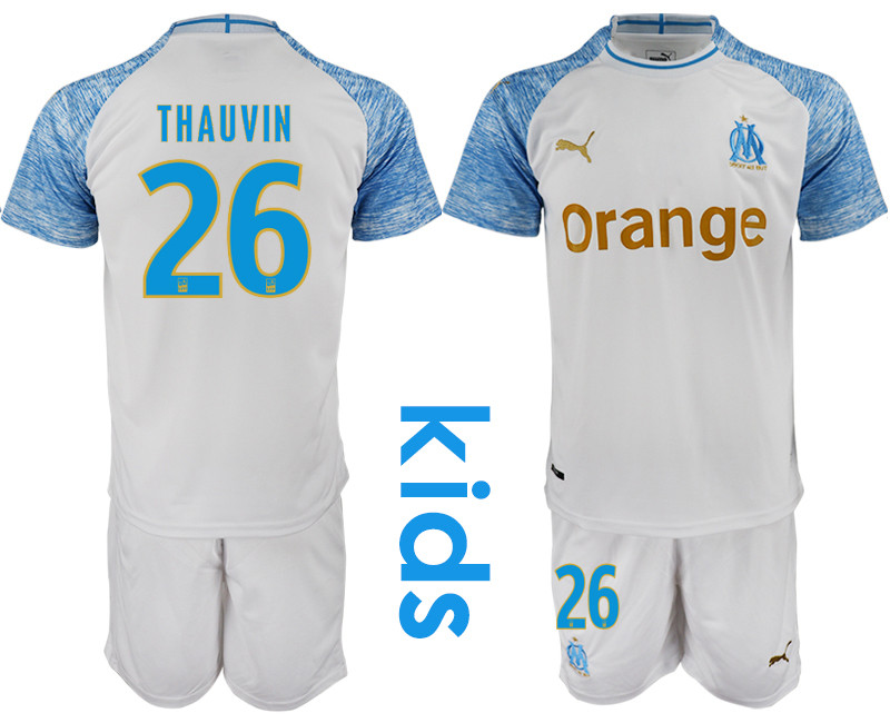 2018 19 Marseille 26 THAUVIN Home Youth Soccer Jersey