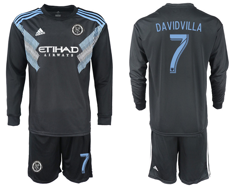 2018 19 New York City FC 7 DAVIDVILLA Away Long Sleeve Soccer Jersey