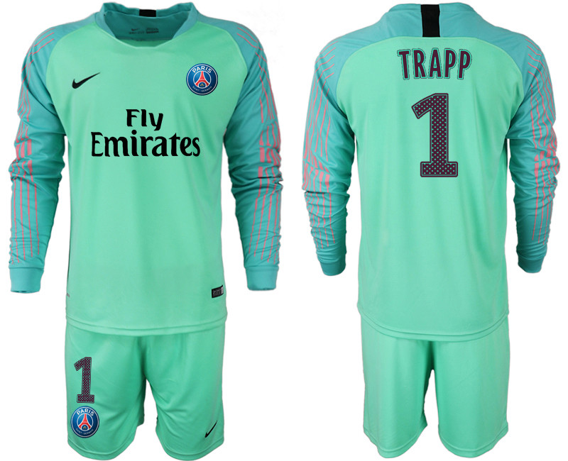 2018 19 Pari Saint Germain 1 TRAPP Green Goalkeeper Long Sleeve Soccer Jersey