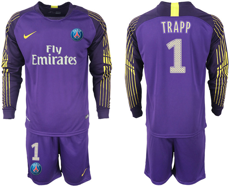 2018 19 Pari Saint Germain 1 TRAPP Violet Goalkeeper Long Sleeve Soccer Jersey