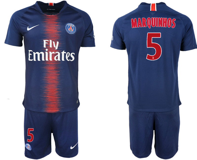 2018 19 Pari Saint Germain 5 MARQUINHOS Home Soccer Jersey