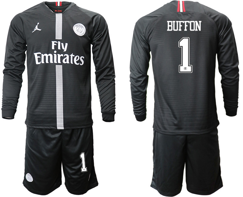 2018 19 Paris Saint Germain 1 BUFFON Home Long Sleeve Jordan Soccer Jersey